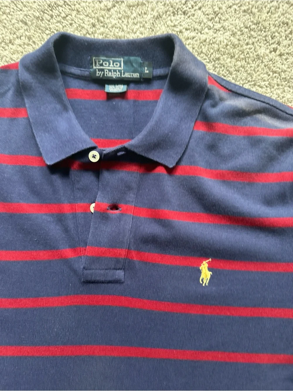 Vintage Polo by Ralph Lauren Navy with Red Stripe Polo Shirt